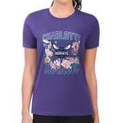 Womens G-III 4Her by Carl Banks Purple Charlotte Hornets Super-Slim Fit Lightweight Flowers Team Logo Graphic T-Shirt