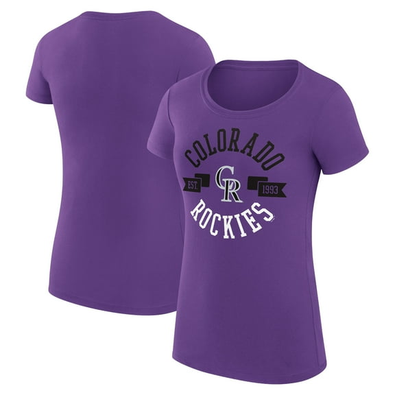 Women's G-III 4Her by Carl Banks Purple Colorado Rockies Super-Slim Fit Lightweight City Graphic T-Shirt