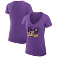 thumbnail image 1 of Women's G-III 4Her by Carl Banks Purple Minnesota Vikings Super-Slim Fit Lightweight Leopard Heart V-Neck T-Shirt, 1 of 3