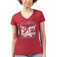 thumbnail image 1 of Women's G-III 4Her by Carl Banks Red Atlanta Braves Super-Slim Fit Lightweight Flowers Graphic V-Neck T-Shirt, 1 of 2