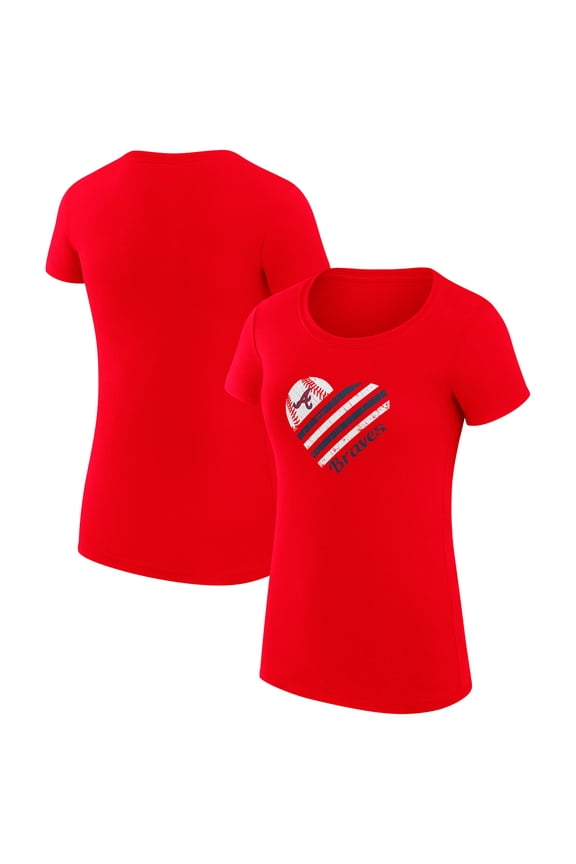 Women's G-III 4Her by Carl Banks Red Atlanta Braves Super-Slim Fit Lightweight Heart Graphic T-Shirt
