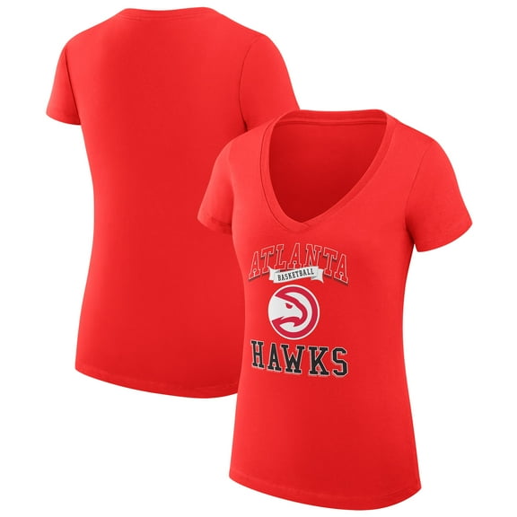 Women's G-III 4Her by Carl Banks Red Atlanta Hawks Super-Slim Fit Lightweight Team Logo V-Neck T-Shirt