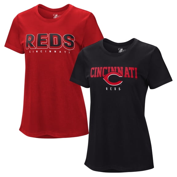 Women's G-III 4Her by Carl Banks  Red/Black Cincinnati Reds Two T-Shirt Combo Pack