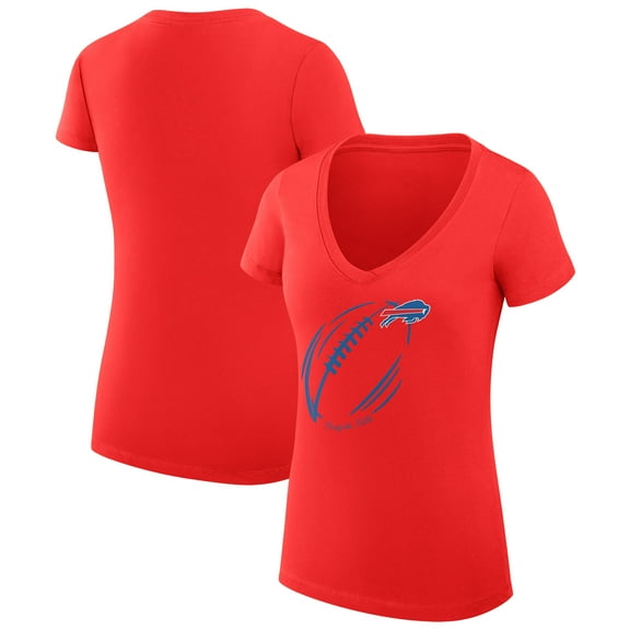 Women's G-III 4Her by Carl Banks  Red Buffalo Bills Super-Slim Fit Lightweight Subtle Football V-Neck T-Shirt
