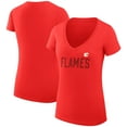 thumbnail image 1 of Women's G-III 4Her by Carl Banks  Red Calgary Flames Dot Print Team V-Neck Fitted T-Shirt, 1 of 3