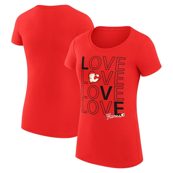 Women's G-III 4Her by Carl Banks Red Calgary Flames Super-Slim Fit Lightweight Hockey Love T-Shirt