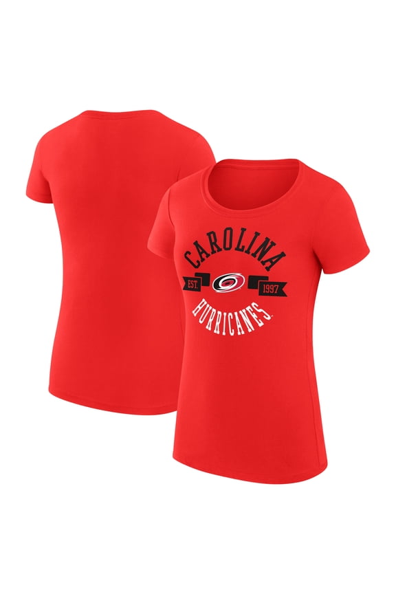 Women's G-III 4Her by Carl Banks Red Carolina Hurricanes Super-Slim Fit Lightweight City Graphic Sport Crewneck T-Shirt
