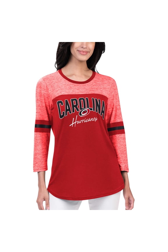 Women's G-III 4Her by Carl Banks Red Carolina Hurricanes Play The Game 3/4-Sleeve T-Shirt