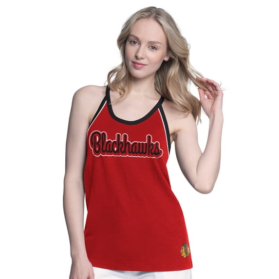 Women's G-III 4Her by Carl Banks Red Chicago Blackhawks Curveball Racerback Scoop Neck Slub Tank Top