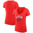 thumbnail image 1 of Women's G-III 4Her by Carl Banks  Red Cleveland Guardians Filigree Team V-Neck Fitted T-Shirt, 1 of 3