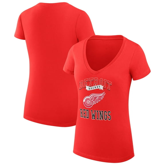 Women's G-III 4Her by Carl Banks Red Detroit Red Wings Super-Slim Fit Lightweight Team Logo Graphic V-Neck T-Shirt