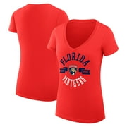 Women's G-III 4Her by Carl Banks Red Florida Panthers City Graphic V-Neck Fitted T-Shirt