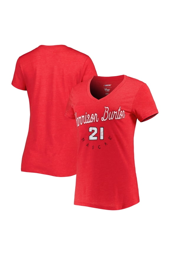 Women's G-III 4Her by Carl Banks Red Harrison Burton Bump & Run V-Neck T-Shirt