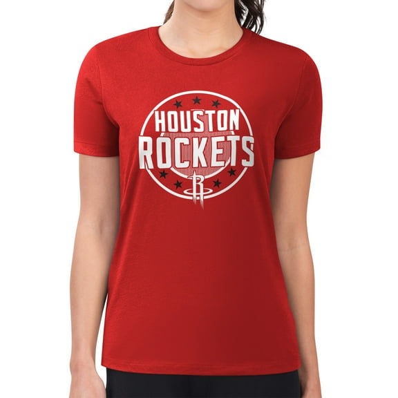Women's G-III 4Her by Carl Banks Red Houston Rockets Super-Slim Lightweight Pinstripe Circle Graphic T-Shirt
