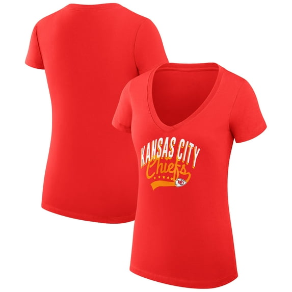 Women's G-III 4Her by Carl Banks Red Kansas City Chiefs Super-Slim Fit Lightweight Filigree Logo Lightweight V-Neck