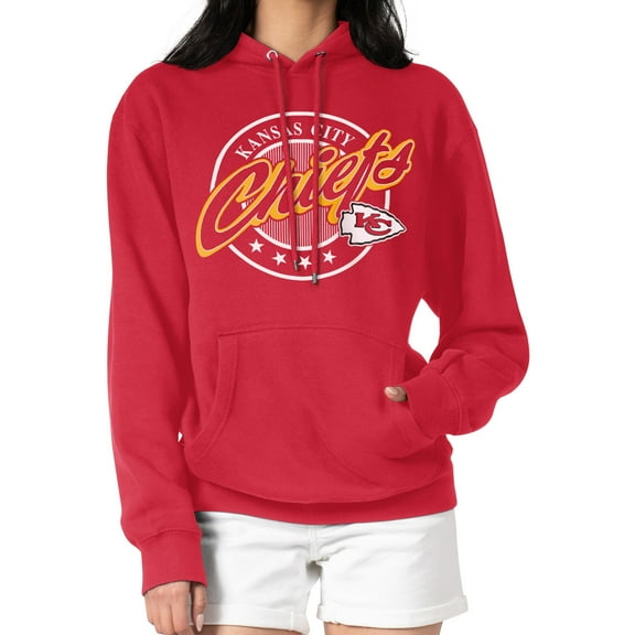 Women's G-III 4Her by Carl Banks Red Kansas City Chiefs Pinstripe Circle Fleece Pullover Hoodie