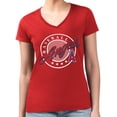 thumbnail image 1 of Women's G-III 4Her by Carl Banks  Red Los Angeles Angels Super-Slim Fit Lightweight Pinstripe Circle V-Neck T-Shirt, 1 of 2