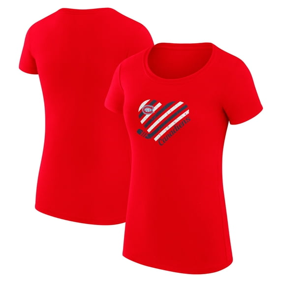 Women's G-III 4Her by Carl Banks Red Montreal Canadiens Super-Slim Fit Lightweight Heart T-Shirt