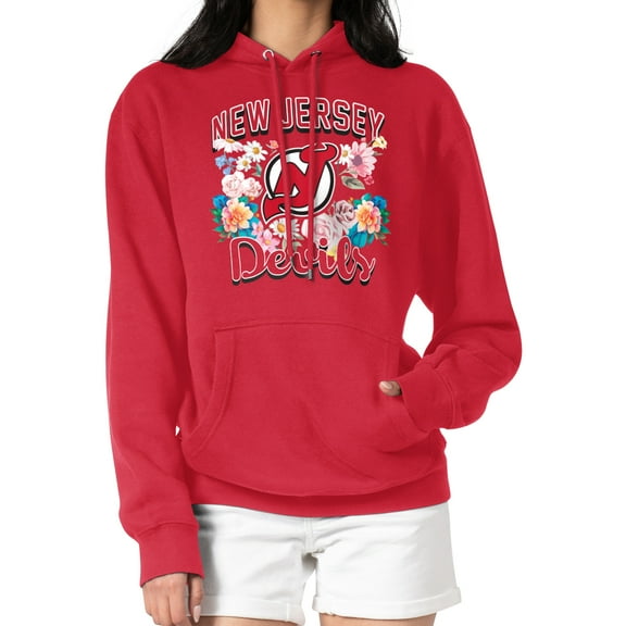 Women's G-III 4Her by Carl Banks Red New Jersey Devils Flower Logo Pullover Hoodie