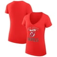 thumbnail image 1 of Women's G-III 4Her by Carl Banks Red New Jersey Devils Super-Slim Fit Lightweight Team Logo Graphic V-Neck T-Shirt, 1 of 3