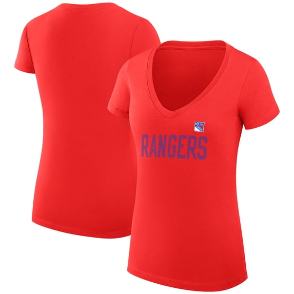 Women's G-III 4Her by Carl Banks Red New York Rangers Dot Print Team V-Neck Fitted T-Shirt