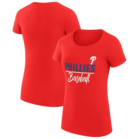 Women's G-III 4Her by Carl Banks Red Philadelphia Phillies Super-Slim Fit Lightweight Team Graphic T-Shirt