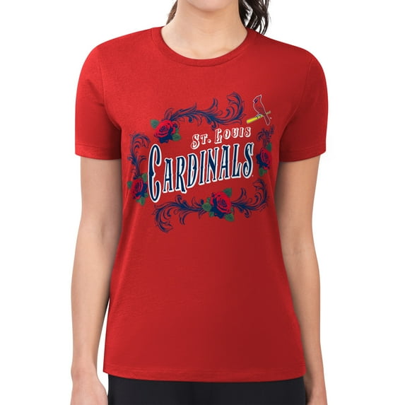 Women's G-III 4Her by Carl Banks Red St. Louis Cardinals Super-Slim Fit Lightweight Retro Roses T-Shirt