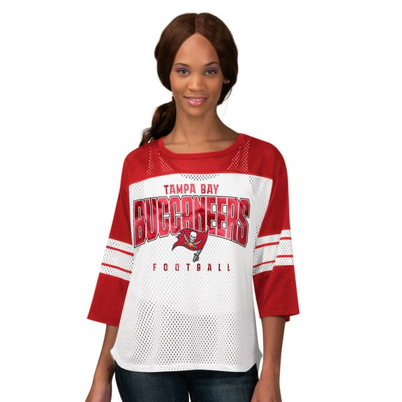 Women's-G-III 4Her by Carl Banks  Red Tampa Bay Buccaneers First Team 3/4-Sleeve Mesh T-Shirt