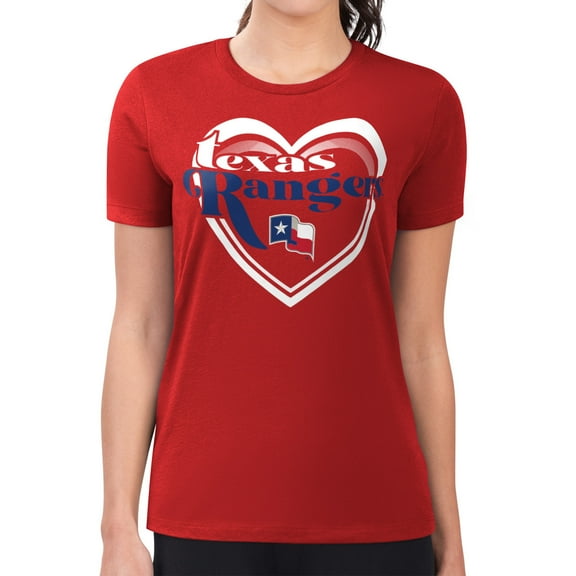 Women's G-III 4Her by Carl Banks  Red Texas Rangers Super-Slim Fit Lightweight Double Heart T-Shirt