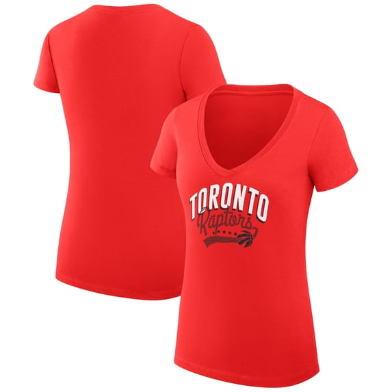 Women's G-III 4Her by Carl Banks Red Toronto Raptors Filigree Logo V-Neck Fitted T-Shirt