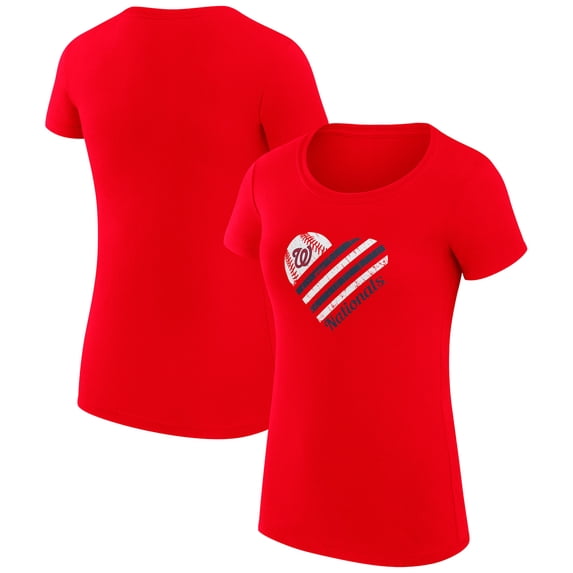 Women's G-III 4Her by Carl Banks Red Washington Nationals Super-Slim Fit Lightweight Heart Graphic T-Shirt