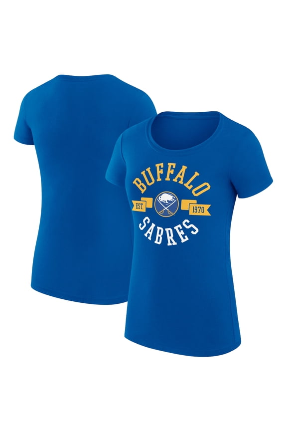 Women's G-III 4Her by Carl Banks Royal Buffalo Sabres Super-Slim Fit Lightweight City Graphic Sport Crewneck T-Shirt