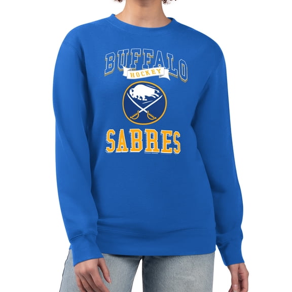 Women's G-III 4Her by Carl Banks Royal Buffalo Sabres Team Logo Tri-Blend Fleece Pullover Sweatshirt