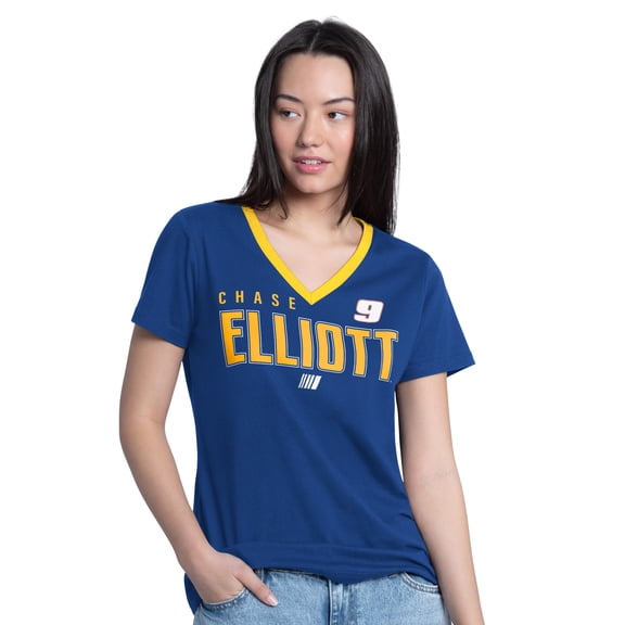 Women's G-III 4Her by Carl Banks Royal Chase Elliott Best Team V-Neck T-Shirt