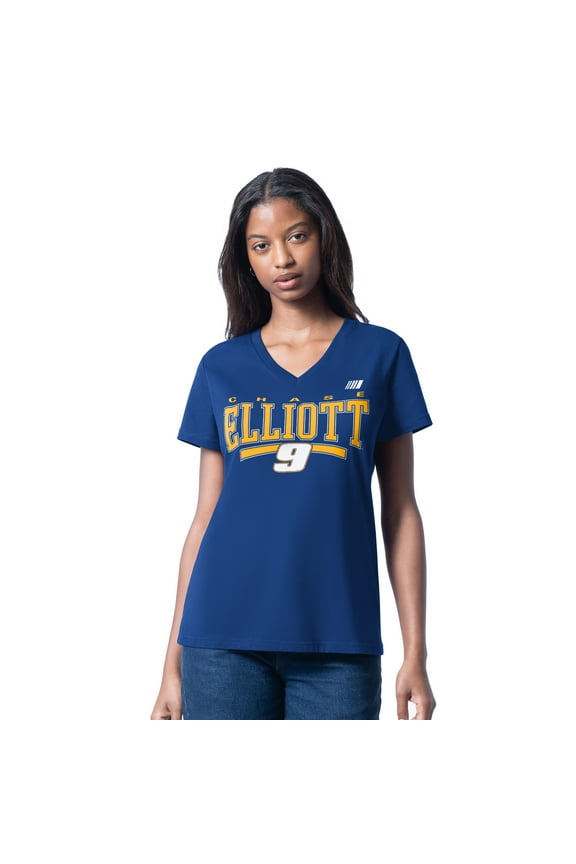 Women's G-III 4Her by Carl Banks Royal Chase Elliott Cheer Dance V-Neck T-Shirt