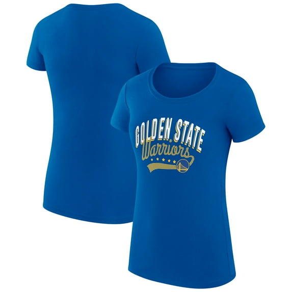 Women's G-III 4Her by Carl Banks Royal Golden State Warriors Filigree Logo Fitted T-Shirt