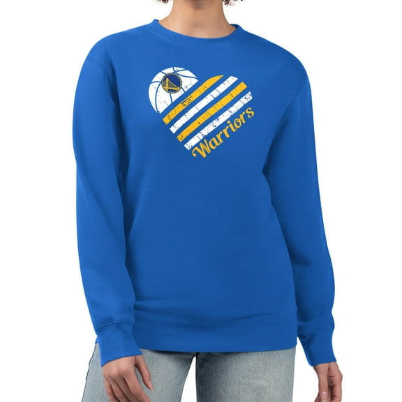 Women's G-III 4Her by Carl Banks Royal Golden State Warriors Heart Graphic Fleece Pullover Sweatshirt