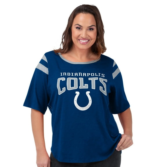 Women's G-III 4Her by Carl Banks Royal Indianapolis Colts Plus Size Linebacker T-Shirt