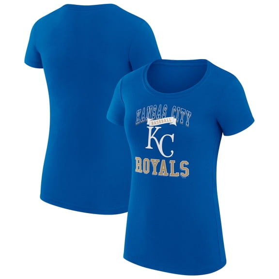 Women's G-III 4Her by Carl Banks Royal Kansas City Royals Super-Slim Fit Lightweight Team Logo Graphic T-Shirt