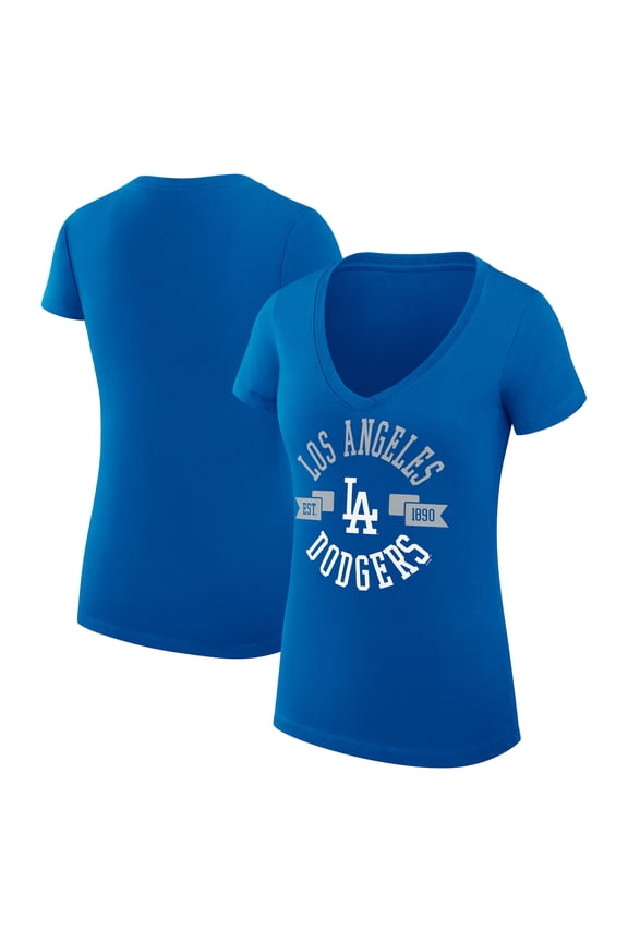 Women's G-III 4Her by Carl Banks Royal Los Angeles Dodgers Super-Slim Fit Lightweight City Graphic V-Neck T-Shirt