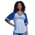 thumbnail image 1 of Women's-G-III 4Her by Carl Banks  Royal Los Angeles Dodgers Hall of Fame Raglan Oversized Half-Sleeve V-Neck Top, 1 of 2