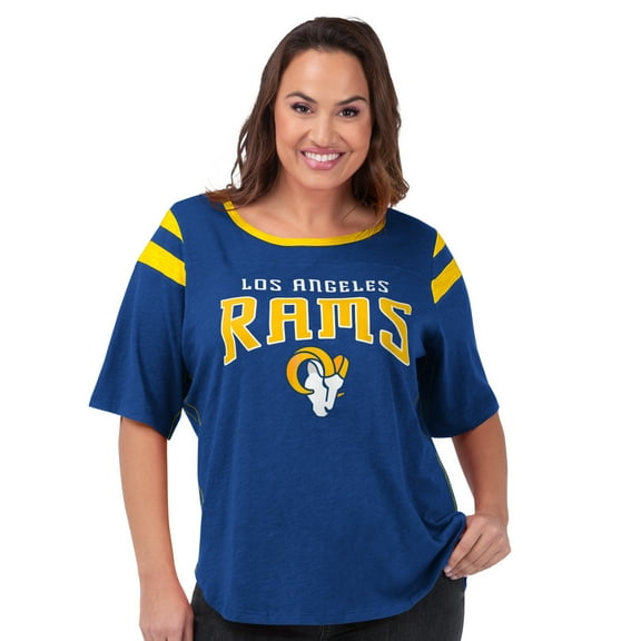 Women's G-III 4Her by Carl Banks Royal Los Angeles Rams Plus Size Linebacker T-Shirt