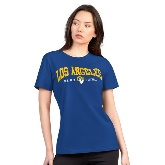 Women's G-III 4Her by Carl Banks  Royal Los Angeles Rams Super-Slim Lightweight Winning Crew T-Shirt