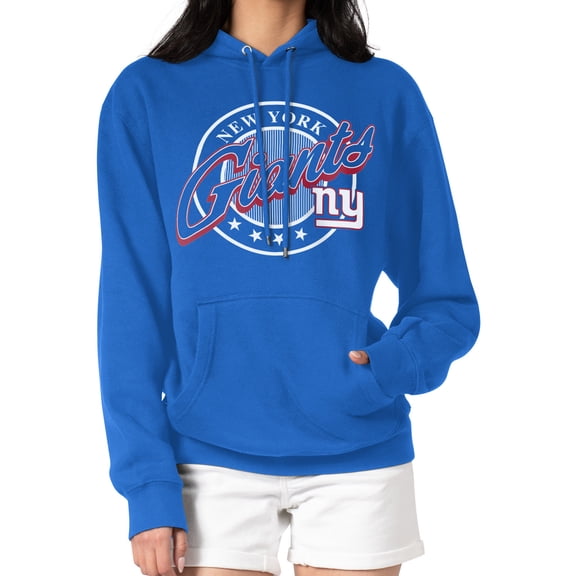 Women's G-III 4Her by Carl Banks Royal New York Giants Pinstripe Circle Fleece Pullover Hoodie