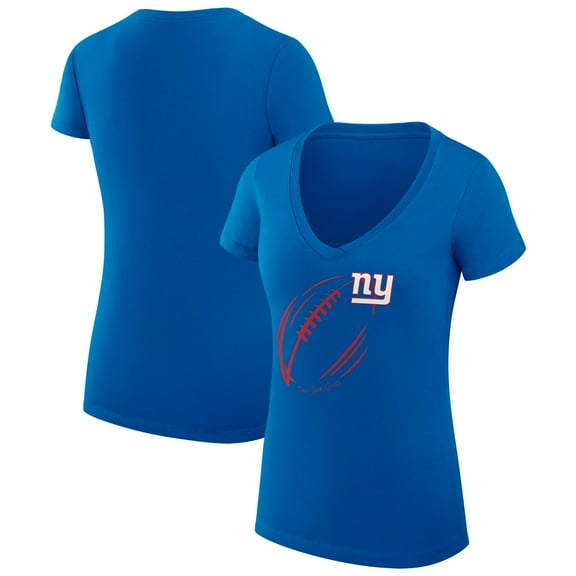 Women's G-III 4Her by Carl Banks  Royal New York Giants Super-Slim Fit Lightweight Subtle Football V-Neck T-Shirt