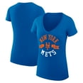thumbnail image 1 of Women's G-III 4Her by Carl Banks Royal New York Mets Super-Slim Fit Lightweight City Graphic V-Neck T-Shirt, 1 of 5