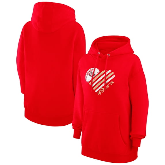 Women's G-III 4Her by Carl Banks Scarlet San Francisco 49ers Heart Graphic Fleece Pullover Hoodie