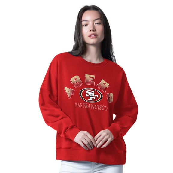 Women's G-III 4Her by Carl Banks Scarlet San Francisco 49ers Oversized Feud Sweatshirt