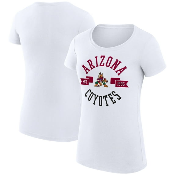Women's G-III 4Her by Carl Banks White Arizona Coyotes Super-Slim Fit Lightweight City Graphic Sport Crewneck T-Shirt