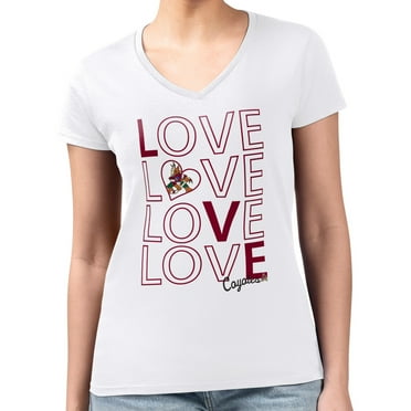 Women's G-III 4Her by Carl Banks White Arizona Coyotes Large Love Graphic V-Neck T-Shirt